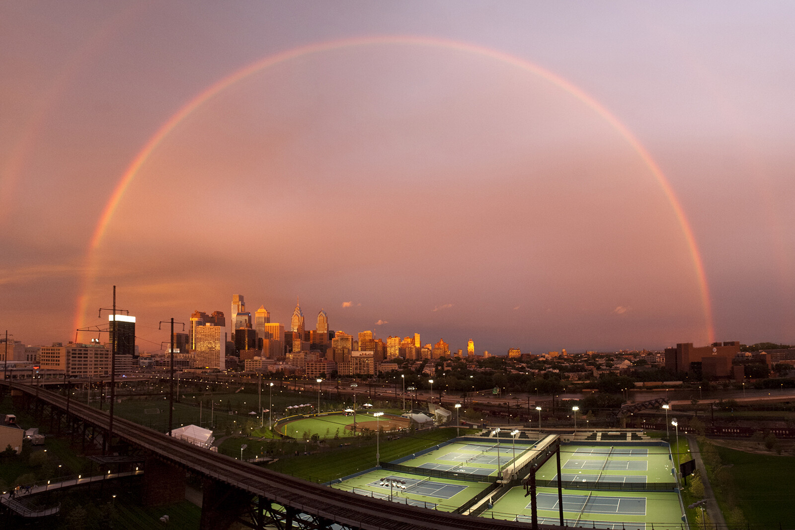 A rainbow over Penn Park